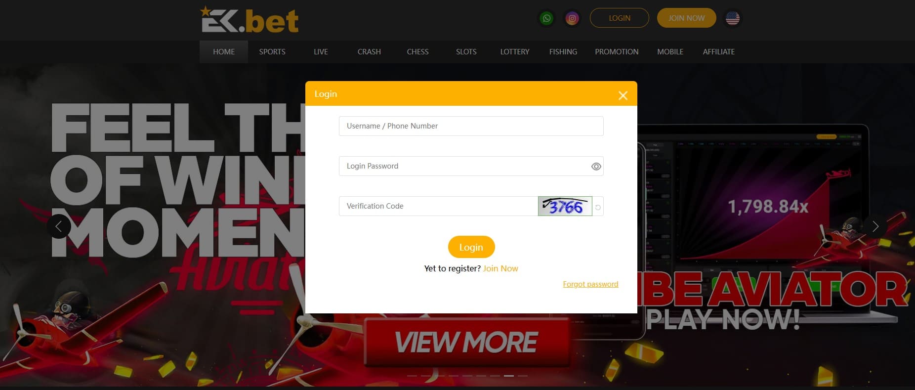 Ekbet Login Form